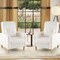 White-Natural Teddy Fleece Accent Chair with Lumbar Pillow and Armrest